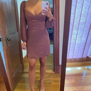 Aritzia Wilfred Novella Dress Long Sleeve Sweetheart Neck Ashy Rose Pink Size 6
